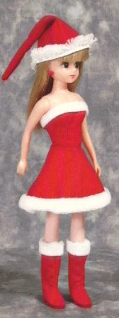 クリスマスワンピース リカちゃん パプペポ 着せ替え人形の手作り服の作り方